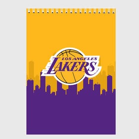 Скетчбук с принтом LOS ANGELES LAKERS в Екатеринбурге, 100% бумага
 | 48 листов, плотность листов — 100 г/м2, плотность картонной обложки — 250 г/м2. Листы скреплены сверху удобной пружинной спиралью | 24 lakers | kobe bryant | lakers | los angeles lakers | баскетбол. | коби брайант | лос анджелес лейкерс | лосанджелес лейкерс