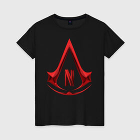 Женская футболка хлопок с принтом Assassins Creed Netflix в Екатеринбурге, 100% хлопок | прямой крой, круглый вырез горловины, длина до линии бедер, слегка спущенное плечо | ac | games | netflix | ubisoft | vikings | викинги | игры | нетфликс | сериалы | юбисофт