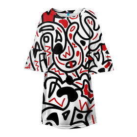 Детское платье 3D с принтом Африканский хаос в Екатеринбурге, 100% полиэстер | прямой силуэт, чуть расширенный к низу. Круглая горловина, на рукавах — воланы | Тематика изображения на принте: minimal | абстракция | креатив | минимализм | текстуры