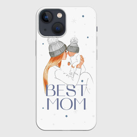 Чехол для iPhone 13 mini с принтом Лучшая мама в Екатеринбурге,  |  | белый | зима | лучшая | любовь | мама | семья | снег | тепло | уют