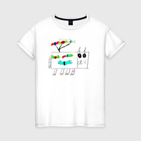 Женская футболка хлопок с принтом жоржЫк в Екатеринбурге, 100% хлопок | прямой крой, круглый вырез горловины, длина до линии бедер, слегка спущенное плечо | для детей | конфетки | котики | леденцы | сладости