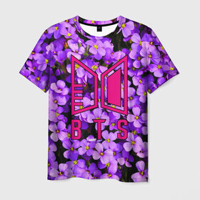 Мужская футболка 3D с принтом BTS в Екатеринбурге, 100% полиэфир | прямой крой, круглый вырез горловины, длина до линии бедер | Тематика изображения на принте: army | blackpink | bts | exo | idol | k pop | mv | tvxq | twice | айдол | бойбенд | бтс | весна | градиент | группа | к поп | кпоп | логотип | сирень | цветы