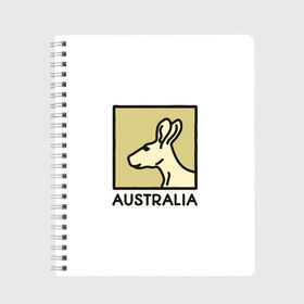 Тетрадь с принтом Australia в Екатеринбурге, 100% бумага | 48 листов, плотность листов — 60 г/м2, плотность картонной обложки — 250 г/м2. Листы скреплены сбоку удобной пружинной спиралью. Уголки страниц и обложки скругленные. Цвет линий — светло-серый
 | australia | австралия | животные | кенгуру | страны