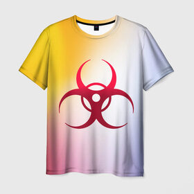 Мужская футболка 3D с принтом Biohazard в Екатеринбурге, 100% полиэфир | прямой крой, круглый вырез горловины, длина до линии бедер | biohazard | ncov2019 | plague inc | virus | вирус | градиент | знак | карантин | ковид | корона | коронавирус | опасность