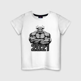 Детская футболка хлопок с принтом Новый год 2021 в Екатеринбурге, 100% хлопок | круглый вырез горловины, полуприлегающий силуэт, длина до линии бедер | 