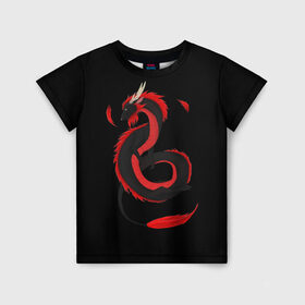 Детская футболка 3D с принтом RED DRAGON в Екатеринбурге, 100% гипоаллергенный полиэфир | прямой крой, круглый вырез горловины, длина до линии бедер, чуть спущенное плечо, ткань немного тянется | amoled | дракон | дракон с хвостом | китайский дракон | китайский праздник