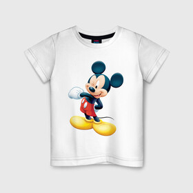 Детская футболка хлопок с принтом mickey mouse в Екатеринбурге, 100% хлопок | круглый вырез горловины, полуприлегающий силуэт, длина до линии бедер | disney | мультфильмы | мышонок | персонаж