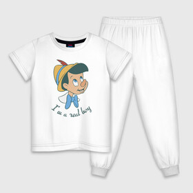 Детская пижама хлопок с принтом Пиноккио в Екатеринбурге, 100% хлопок |  брюки и футболка прямого кроя, без карманов, на брюках мягкая резинка на поясе и по низу штанин
 | Тематика изображения на принте: disney | pinocchio | vdkimel | дисней | пиноккио