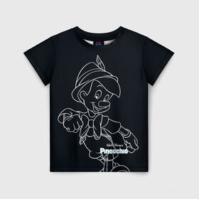 Детская футболка 3D с принтом Пиноккио в Екатеринбурге, 100% гипоаллергенный полиэфир | прямой крой, круглый вырез горловины, длина до линии бедер, чуть спущенное плечо, ткань немного тянется | Тематика изображения на принте: disney | pinocchio | vdkimel | дисней | пиноккио