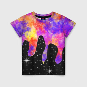 Детская футболка 3D с принтом Звездное небо в Екатеринбурге, 100% гипоаллергенный полиэфир | прямой крой, круглый вырез горловины, длина до линии бедер, чуть спущенное плечо, ткань немного тянется | Тематика изображения на принте: 