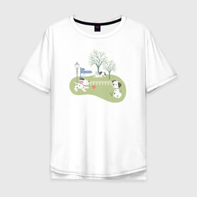 Мужская футболка хлопок Oversize с принтом 101 Dalmatians в Екатеринбурге, 100% хлопок | свободный крой, круглый ворот, “спинка” длиннее передней части | Тематика изображения на принте: 101 dalmatians | 101 далматинец | disney | vdkimel | дисней
