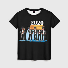 Женская футболка 3D с принтом 2020 не спасти... в Екатеринбурге, 100% полиэфир ( синтетическое хлопкоподобное полотно) | прямой крой, круглый вырез горловины, длина до линии бедер | 2020 год мем | dancing coffin | tony igy astronomia tony igy | мем про 2020 год | мультяшные персонажи | популярный мем | смешной арт | черные гробовщики