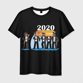 Мужская футболка 3D с принтом 2020 не спасти... в Екатеринбурге, 100% полиэфир | прямой крой, круглый вырез горловины, длина до линии бедер | 2020 год мем | dancing coffin | tony igy astronomia tony igy | мем про 2020 год | мультяшные персонажи | популярный мем | смешной арт | черные гробовщики