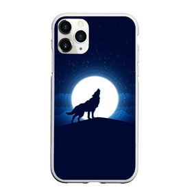 Чехол для iPhone 11 Pro матовый с принтом Воющий на луну в Екатеринбурге, Силикон |  | волк вобщий на луну | звезды | луна | небо | ночное небо | полнолуние