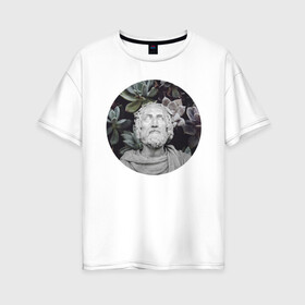 Женская футболка хлопок Oversize с принтом Z22 2 в Екатеринбурге, 100% хлопок | свободный крой, круглый ворот, спущенный рукав, длина до линии бедер
 | геометрия | коллаж | круг | растительность | статуя | цветы