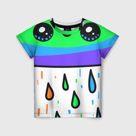 Детская футболка 3D с принтом Радужная тучка в Екатеринбурге, 100% гипоаллергенный полиэфир | прямой крой, круглый вырез горловины, длина до линии бедер, чуть спущенное плечо, ткань немного тянется | дождик | погода | позитив . | тучка | улыбочка
