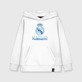 Детская толстовка хлопок с принтом Real Madrid FC в Екатеринбурге, 100% хлопок | Круглый горловой вырез, эластичные манжеты, пояс, капюшен | barcelona | club | creamy | fc | soccer | spanish | whites | барселона | белые | испанский | клуб | сливочные | фк | футбол | футбольный