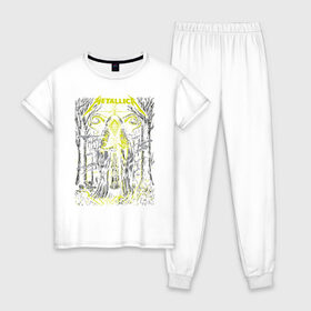 Женская пижама хлопок с принтом Metallica в Екатеринбурге, 100% хлопок | брюки и футболка прямого кроя, без карманов, на брюках мягкая резинка на поясе и по низу штанин | 