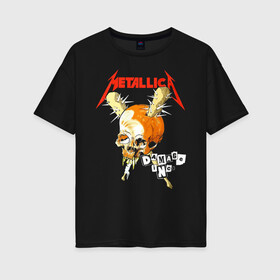 Женская футболка хлопок Oversize с принтом Metallica в Екатеринбурге, 100% хлопок | свободный крой, круглый ворот, спущенный рукав, длина до линии бедер
 | american | heavy metal | los angeles | metal band | metallica | music | thrash metal | американская | лос анджелес | метал группа | металлика | музыка | трэш метал | трэш металл | хеви метал