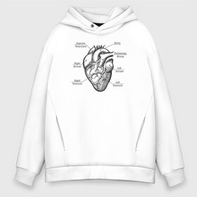 Мужское худи Oversize хлопок с принтом Схема сердца в Екатеринбурге, френч-терри — 70% хлопок, 30% полиэстер. Мягкий теплый начес внутри —100% хлопок | боковые карманы, эластичные манжеты и нижняя кромка, капюшон на магнитной кнопке | Тематика изображения на принте: надписи | органы | сердце | схема
