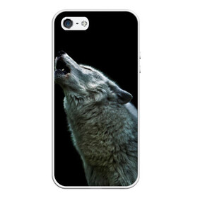 Чехол для iPhone 5/5S матовый с принтом Воющий волк в Екатеринбурге, Силикон | Область печати: задняя сторона чехла, без боковых панелей | Тематика изображения на принте: ауф | волк | воющий волк | животное | зверь