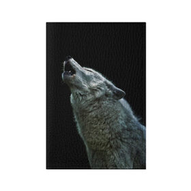 Обложка для паспорта матовая кожа с принтом Воющий волк в Екатеринбурге, натуральная матовая кожа | размер 19,3 х 13,7 см; прозрачные пластиковые крепления | Тематика изображения на принте: ауф | волк | воющий волк | животное | зверь