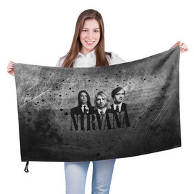 Флаг 3D с принтом Нирвана в Екатеринбурге, 100% полиэстер | плотность ткани — 95 г/м2, размер — 67 х 109 см. Принт наносится с одной стороны | kurt cobain | nirvana | rock | курт кобейн | нирвана | рок