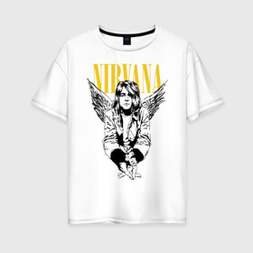 Женская футболка хлопок Oversize с принтом Nirvana в Екатеринбурге, 100% хлопок | свободный крой, круглый ворот, спущенный рукав, длина до линии бедер
 | alternative rock | american | grunge | music | nirvana | rock | rock band | usa | альтернативный рок | американская | гранж | музыка | рок | рок группа | сша