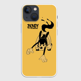 Чехол для iPhone 13 mini с принтом Bendy And The Ink Machine в Екатеринбурге,  |  | bendy | bendy and the ink machine | бенди | бени | бенни | бэнди | детская | детям | игра | капли | компьютерная игра | краска | машина | подтеки | ужастик | чернила | чернильная