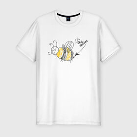 Мужская футболка хлопок Slim с принтом По па шмеля в Екатеринбурге, 92% хлопок, 8% лайкра | приталенный силуэт, круглый вырез ворота, длина до линии бедра, короткий рукав | жара | лето | пчелы | солнце | шмели