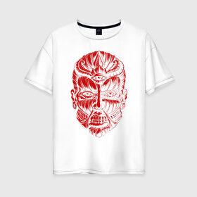 Женская футболка хлопок Oversize с принтом Атака на титанов в Екатеринбурге, 100% хлопок | свободный крой, круглый ворот, спущенный рукав, длина до линии бедер
 | 