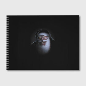 Альбом для рисования с принтом Very bad Santa в Екатеринбурге, 100% бумага
 | матовая бумага, плотность 200 мг. | Тематика изображения на принте: beard | jaw | moustache | new year | saliva | santa claus | teeth | борода | дед мороз | зубы | новый год | пасть | санта клаус | слюна | усы