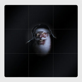 Магнитный плакат 3Х3 с принтом Very bad Santa в Екатеринбурге, Полимерный материал с магнитным слоем | 9 деталей размером 9*9 см | Тематика изображения на принте: beard | jaw | moustache | new year | saliva | santa claus | teeth | борода | дед мороз | зубы | новый год | пасть | санта клаус | слюна | усы