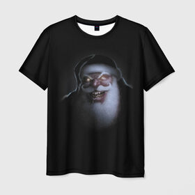 Мужская футболка 3D с принтом Very bad Santa в Екатеринбурге, 100% полиэфир | прямой крой, круглый вырез горловины, длина до линии бедер | beard | jaw | moustache | new year | saliva | santa claus | teeth | борода | дед мороз | зубы | новый год | пасть | санта клаус | слюна | усы