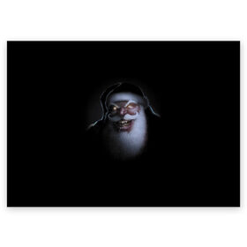 Поздравительная открытка с принтом Very bad Santa в Екатеринбурге, 100% бумага | плотность бумаги 280 г/м2, матовая, на обратной стороне линовка и место для марки
 | beard | jaw | moustache | new year | saliva | santa claus | teeth | борода | дед мороз | зубы | новый год | пасть | санта клаус | слюна | усы