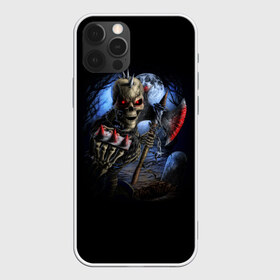 Чехол для iPhone 12 Pro Max с принтом SKILLET в Екатеринбурге, Силикон |  | Тематика изображения на принте: кладбище ночью | кровь | могила | неоновые глаза | полнолуние | скелет | страшный принт | топор | хэллоуин