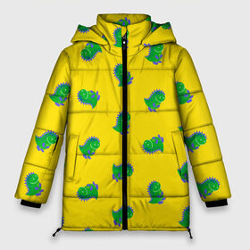 Женская зимняя куртка 3D с принтом Дракончик-динозаврик в Екатеринбурге, верх — 100% полиэстер; подкладка — 100% полиэстер; утеплитель — 100% полиэстер | длина ниже бедра, силуэт Оверсайз. Есть воротник-стойка, отстегивающийся капюшон и ветрозащитная планка. 

Боковые карманы с листочкой на кнопках и внутренний карман на молнии | dino | волшебный | дино | динозавр | динозаврик | дракон | дракончик | дракоша | змей горыныч | змея | змий | малыш | милашка | милый | парк юрского периода | сказка | сказочный | фэнтези