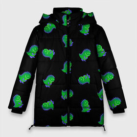 Женская зимняя куртка 3D с принтом Дракончик-динозаврик в Екатеринбурге, верх — 100% полиэстер; подкладка — 100% полиэстер; утеплитель — 100% полиэстер | длина ниже бедра, силуэт Оверсайз. Есть воротник-стойка, отстегивающийся капюшон и ветрозащитная планка. 

Боковые карманы с листочкой на кнопках и внутренний карман на молнии | dino | волшебный | дино | динозавр | динозаврик | дракон | дракончик | дракоша | змей горыныч | змея | змий | малыш | милашка | милый | парк юрского периода | сказка | сказочный | фэнтези