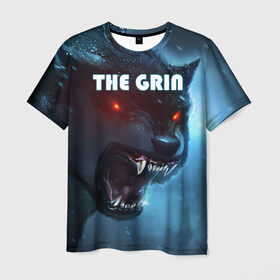 Мужская футболка 3D с принтом THE GRIN в Екатеринбурге, 100% полиэфир | прямой крой, круглый вырез горловины, длина до линии бедер | волк | волк зимой | глаза волка | горящие глаза | неоновый глаза | оборотень | оскал | оскал волка | оскал оборотня