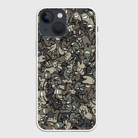 Чехол для iPhone 13 mini с принтом Камуфляж Амонг Ас в Екатеринбурге,  |  | among | imposter | impostor | амонг ас | импостер | милитари | паттерн | хаки