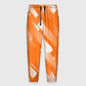 Мужские брюки 3D с принтом Оранжевый градиент в Екатеринбурге, 100% полиэстер | манжеты по низу, эластичный пояс регулируется шнурком, по бокам два кармана без застежек, внутренняя часть кармана из мелкой сетки | блеск | геометрия | градиент | линии | оранжевый | полосы