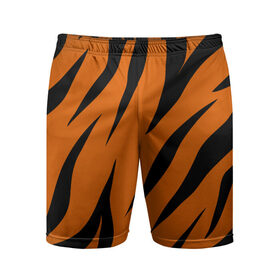 Мужские шорты спортивные с принтом Текстура тигра в Екатеринбурге,  |  | кожа тигра | расцветка тигра | текстура | тигр