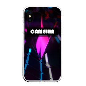 Чехол для iPhone XS Max матовый с принтом CAMELLIA в Екатеринбурге, Силикон | Область печати: задняя сторона чехла, без боковых панелей | Тематика изображения на принте: абстракция | геометрия | неоновый огонь | неоновый полосы | неоновый свет