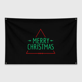 Флаг-баннер с принтом merry christmas, рождество в Екатеринбурге, 100% полиэстер | размер 67 х 109 см, плотность ткани — 95 г/м2; по краям флага есть четыре люверса для крепления | 