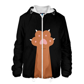 Мужская куртка 3D с принтом Лапа медведя в Екатеринбурге, ткань верха — 100% полиэстер, подклад — флис | прямой крой, подол и капюшон оформлены резинкой с фиксаторами, два кармана без застежек по бокам, один большой потайной карман на груди. Карман на груди застегивается на липучку | желтая | звери | лапа | медведь | пятна | шерть