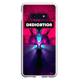 Чехол для Samsung S10E с принтом DEDICATION в Екатеринбурге, Силикон | Область печати: задняя сторона чехла, без боковых панелей | иллюстрация | неоновый лучи | неоновый свет | со смыслом | существо мифическое | фантастика | фентези | человек | эпичный арт