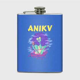 Фляга с принтом ANIKV в Екатеринбурге, металлический корпус | емкость 0,22 л, размер 125 х 94 мм. Виниловая наклейка запечатывается полностью | anika | anikv | аника | анна пурцен | было или нет | песни
