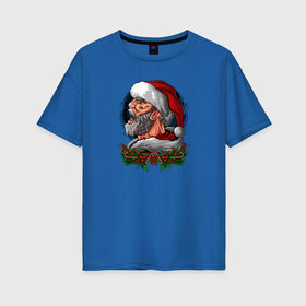 Женская футболка хлопок Oversize с принтом Дед Мороз | Крик в Екатеринбурге, 100% хлопок | свободный крой, круглый ворот, спущенный рукав, длина до линии бедер
 | 