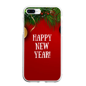 Чехол для iPhone 7Plus/8 Plus матовый с принтом Happy New Year! в Екатеринбурге, Силикон | Область печати: задняя сторона чехла, без боковых панелей | Тематика изображения на принте: 