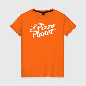 Женская футболка хлопок с принтом Pizza Planet в Екатеринбурге, 100% хлопок | прямой крой, круглый вырез горловины, длина до линии бедер, слегка спущенное плечо | pixar | pizza planet | toy story | vdzabma | история игрушек | пиксар